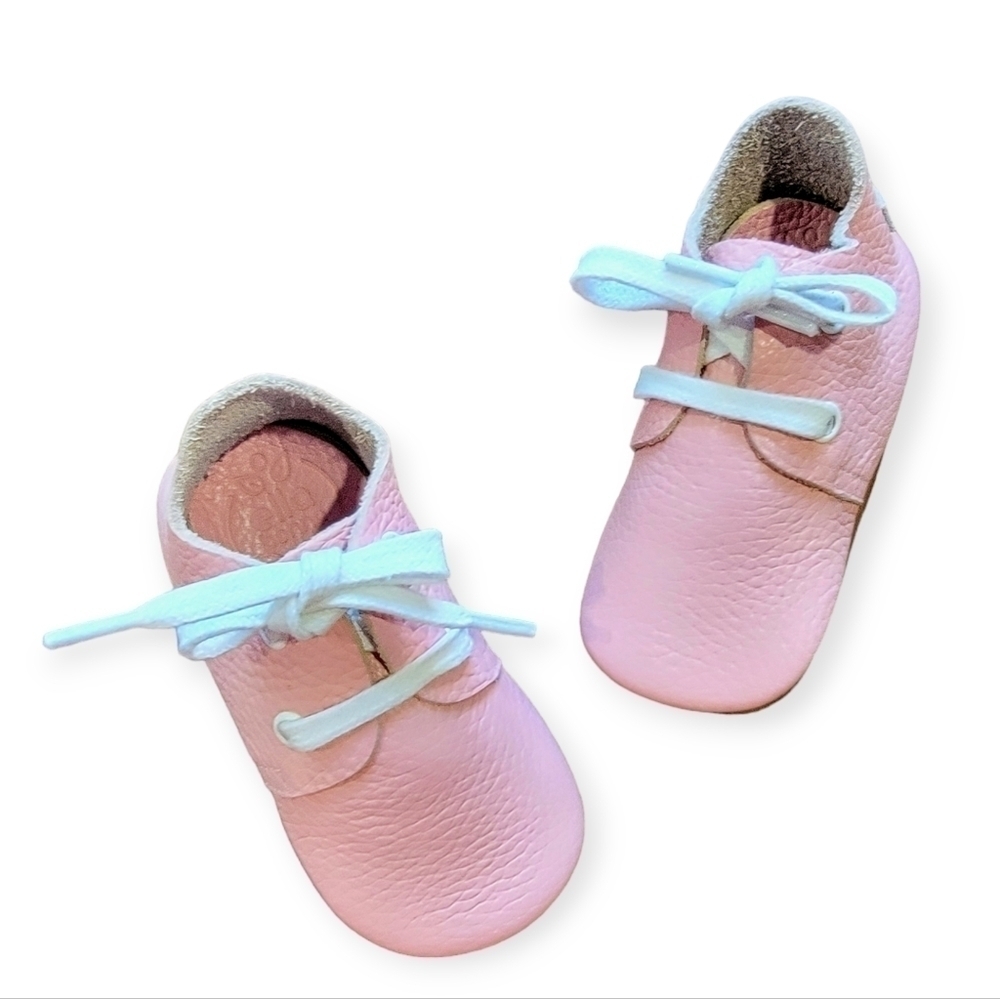 Ella Bonna Pink Baby Shoes Leather Rubber Soles Moccasins Loafers Girl Size 5.5